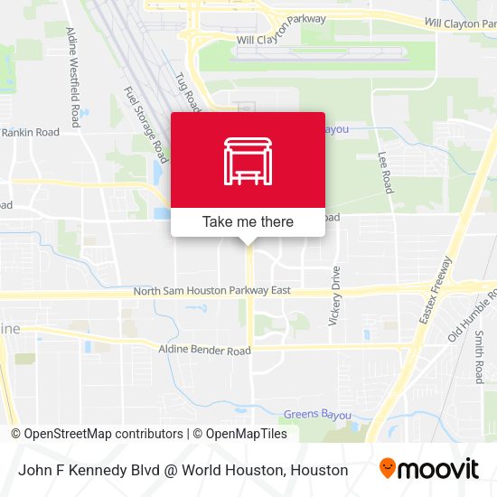 John F Kennedy Blvd @ World Houston map