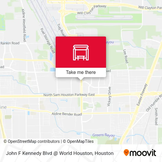 John F Kennedy Blvd @ World Houston map