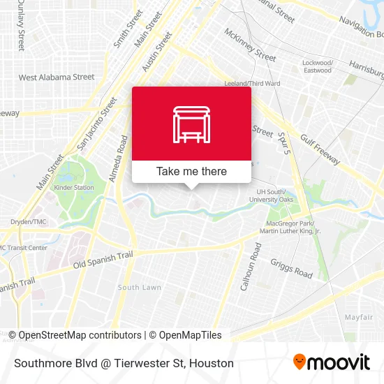Mapa de Southmore Blvd @ Tierwester St