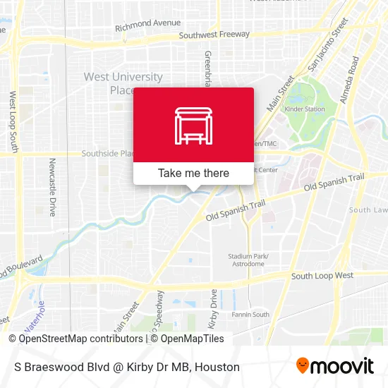 S Braeswood Blvd @ Kirby Dr MB map