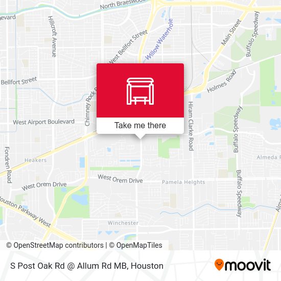 S Post Oak Rd @ Allum Rd MB map