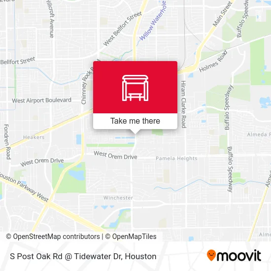 S Post Oak Rd @ Tidewater Dr map