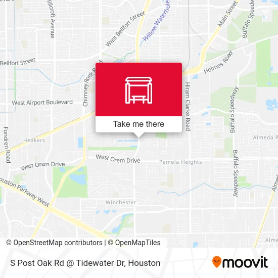 S Post Oak Rd @ Tidewater Dr map