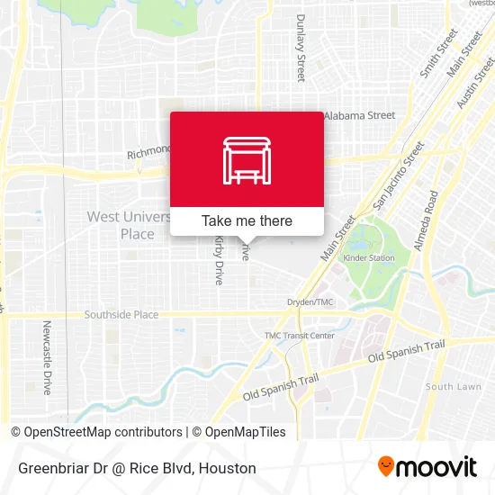 Greenbriar Dr @ Rice Blvd map