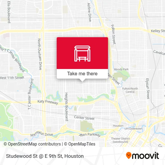 Studewood St @ E 9th St map