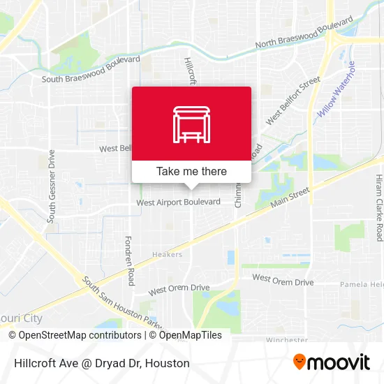 Hillcroft Ave @ Dryad Dr map