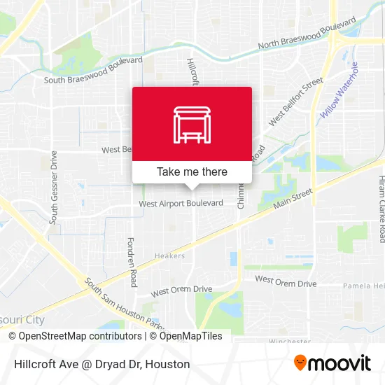 Hillcroft Ave @ Dryad Dr map