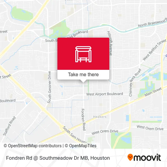 Fondren Rd @ Southmeadow Dr MB map
