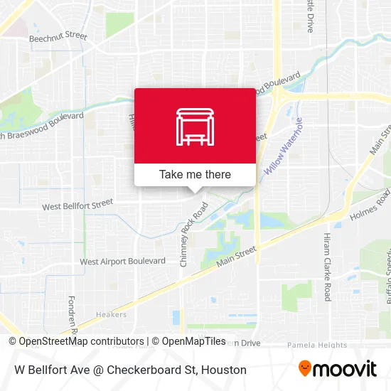 W Bellfort Ave @ Checkerboard St map