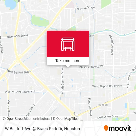 W Bellfort Ave @ Braes Park Dr map