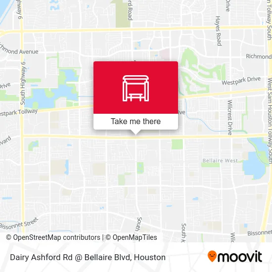 Mapa de Dairy Ashford Rd @ Bellaire Blvd