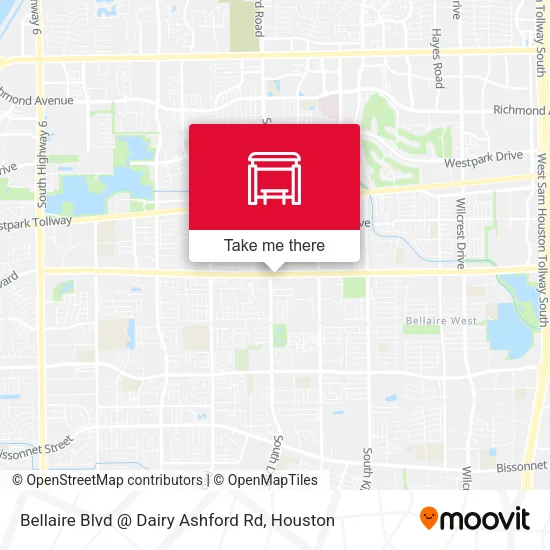 Mapa de Bellaire Blvd @ Dairy Ashford Rd