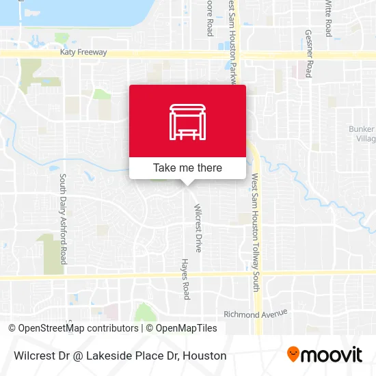Wilcrest Dr @ Lakeside Place Dr map