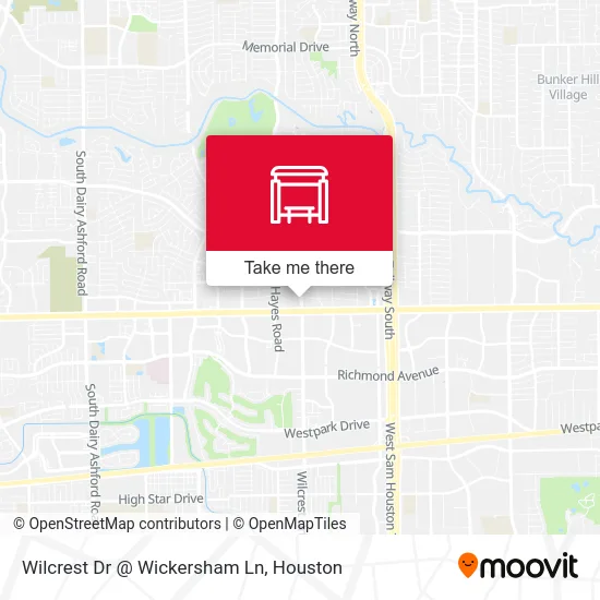 Mapa de Wilcrest Dr @ Wickersham Ln