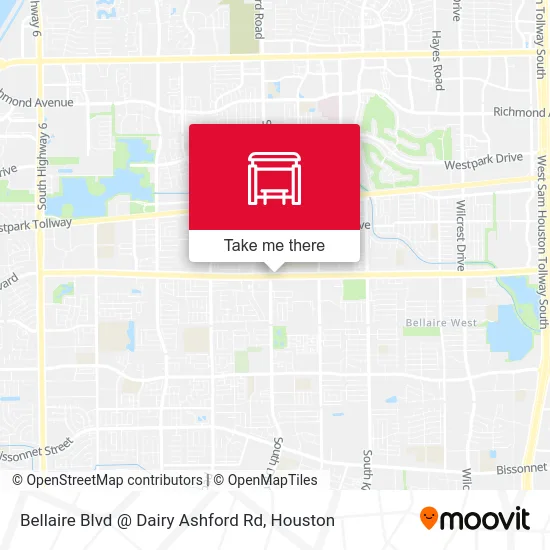 Mapa de Bellaire Blvd @ Dairy Ashford Rd