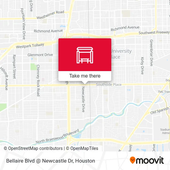 Bellaire Blvd @ Newcastle Dr map