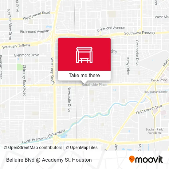 Bellaire Blvd @ Academy St map