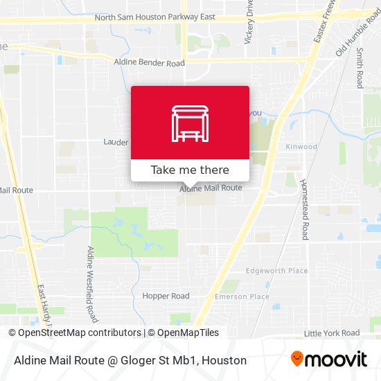Aldine Mail Route @ Gloger St Mb1 map