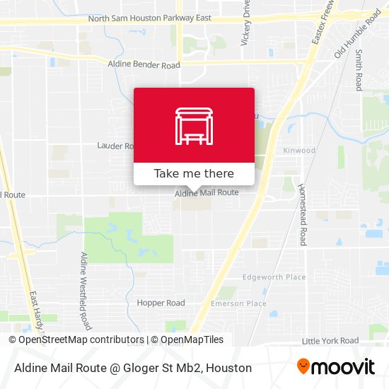 Aldine Mail Route @ Gloger St Mb2 map