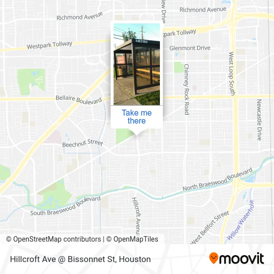 Hillcroft Ave @ Bissonnet St map