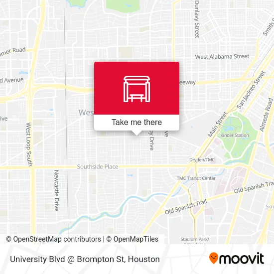 Mapa de University Blvd @ Brompton St