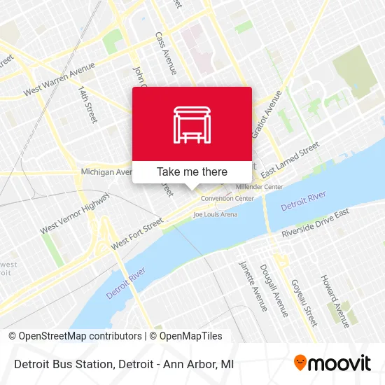 Detroit Bus Station map