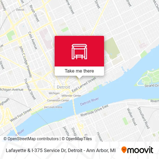 Lafayette & I-375 Service Dr map