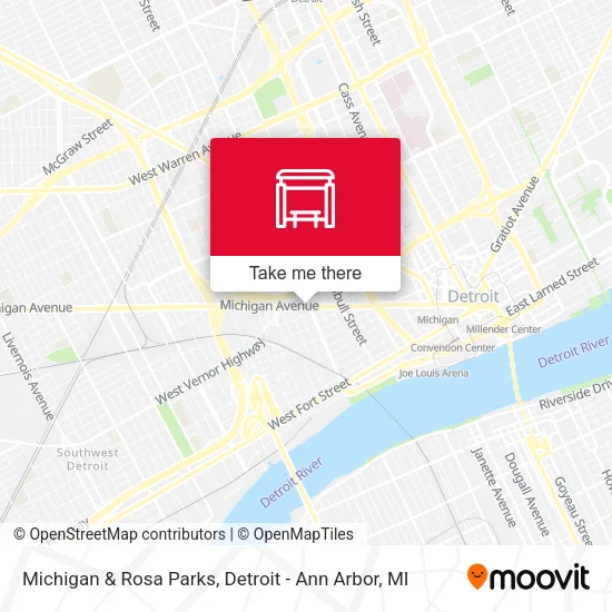 Michigan & Rosa Parks map