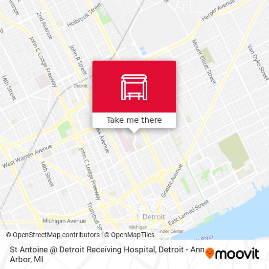 Mapa de St Antoine @ Detroit Receiving Hospital