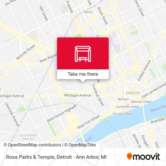 Rosa Parks & Temple map