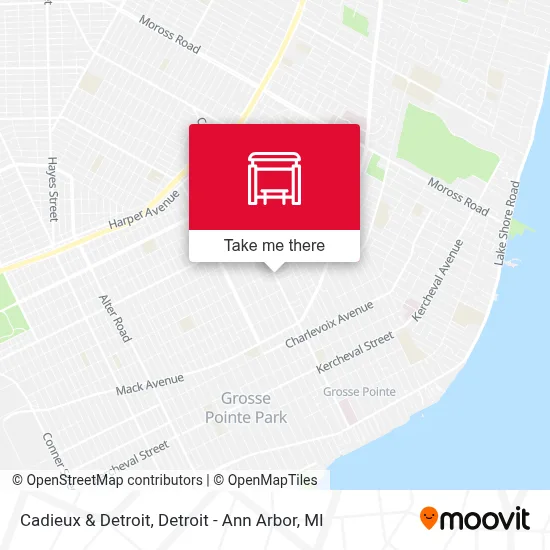 Cadieux & Detroit map