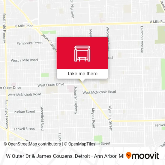 W Outer Dr & James Couzens map