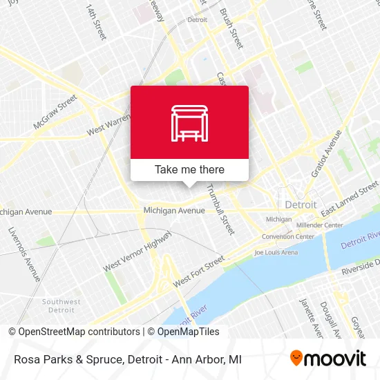 Rosa Parks & Spruce map