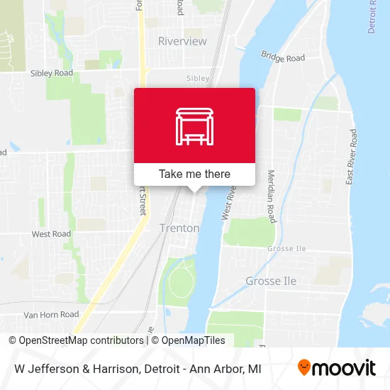 W Jefferson & Harrison map