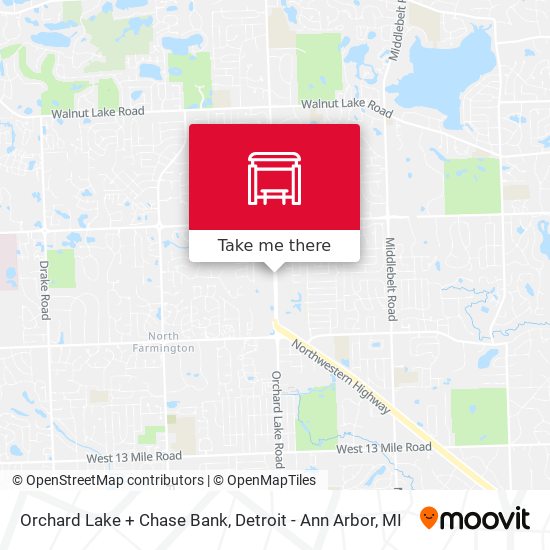 Mapa de Orchard Lake + Chase Bank