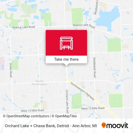 Orchard Lake + Chase Bank map