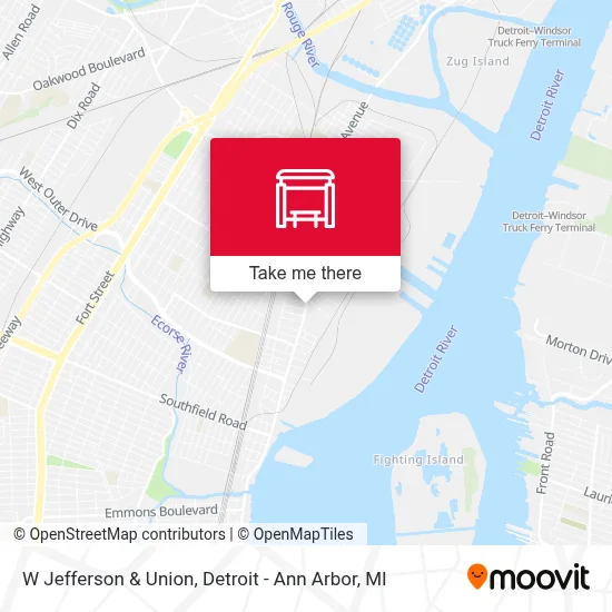 W Jefferson & Union map