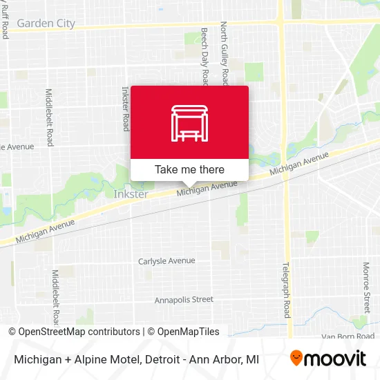 Michigan + Alpine Motel map