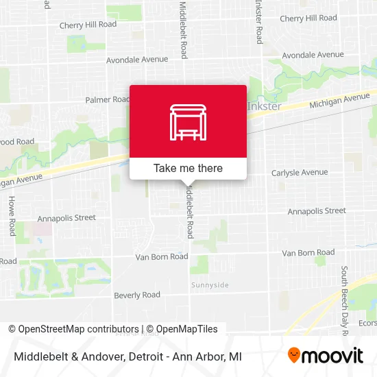 Middlebelt & Andover map