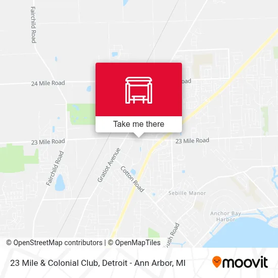 23 Mile Rd + Colonial Club map