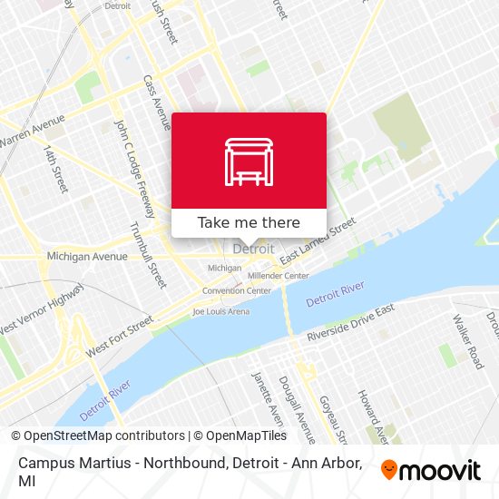 Campus Martius - Northbound map