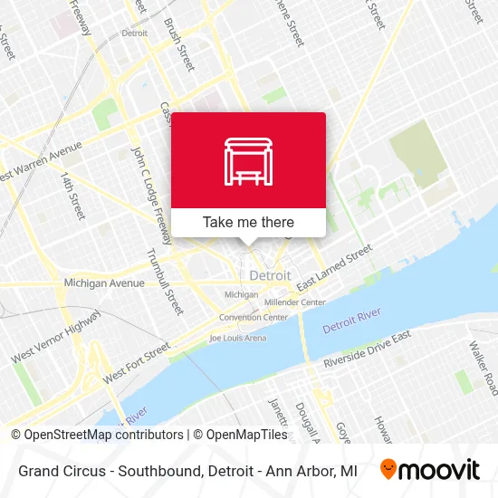 Grand Circus - Southbound map