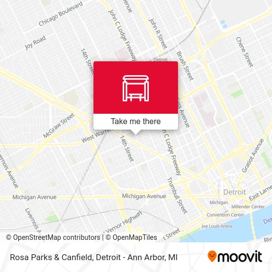 Rosa Parks & Canfield map