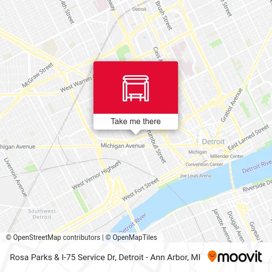 Rosa Parks & I-75 Service Dr map