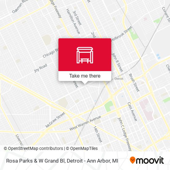 Rosa Parks & W Grand Bl map