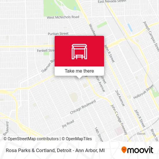 Rosa Parks & Cortland map