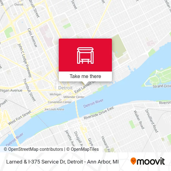 Larned & I-375 Service Dr map