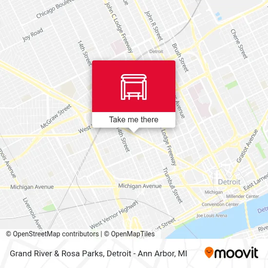 Grand River & Rosa Parks map