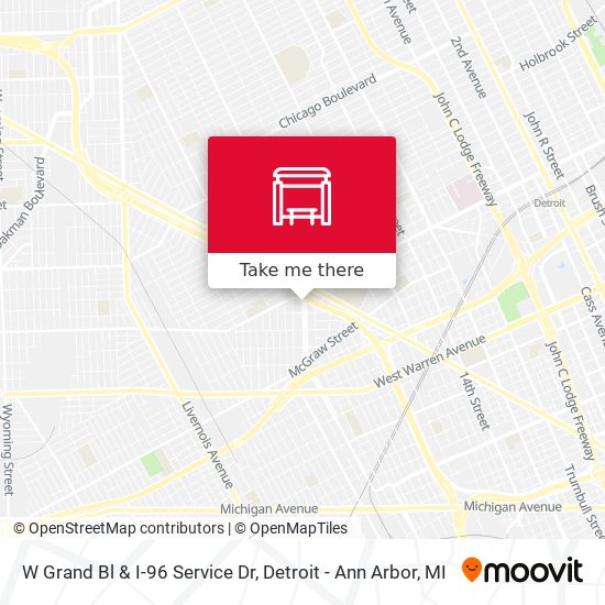 Mapa de W Grand Bl & I-96 Service Dr
