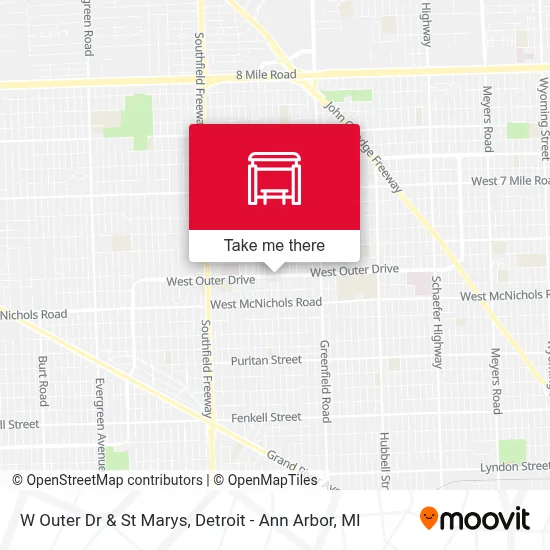 W Outer Dr & St Marys map